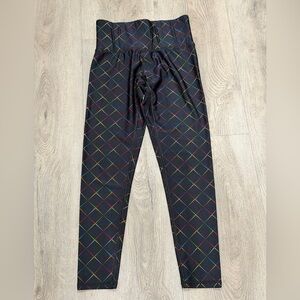 Terez Black Leggings with Vibrant Grid Design